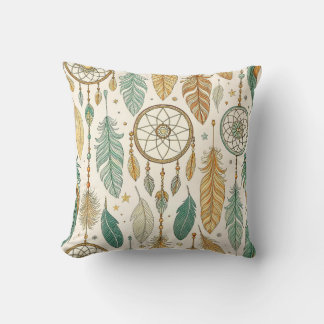 Boho Dreamcatcher Pillow, Feather and Dreamcatcher Throw Pillow