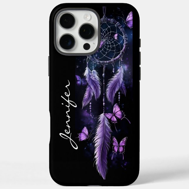 Boho Dreamcatcher Purple Feather Butterflies  Case-Mate iPhone Case (Back)