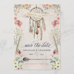 Boho Dreamcatcher Save the Date Cards No Photo