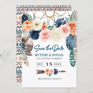 Boho Dreamcatcher Save The Date Wedding Invitation
