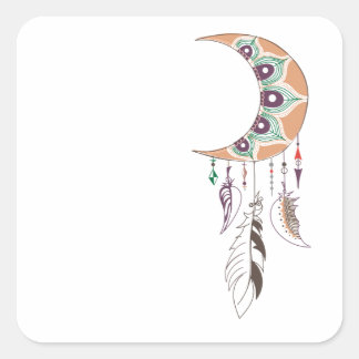 Boho dreamcatcher square sticker