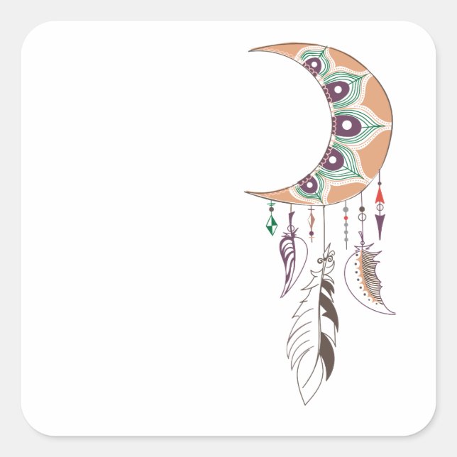 Boho dreamcatcher square sticker (Front)