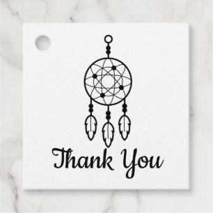 Boho Dreamcatcher Thank You Wedding Black Favour Tags