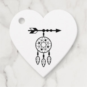 Boho Dreamcatcher Tribal Wedding Black Favour Tags
