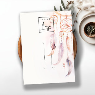 Boho Dreamcatcher Watercolor Hairpin Logo Display Business Card