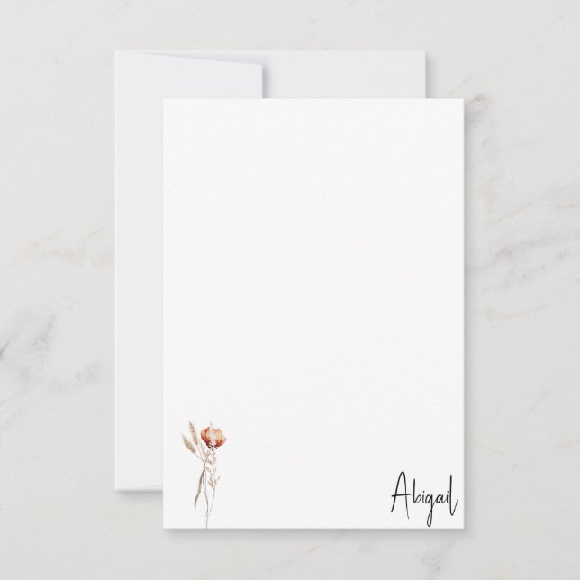 Boho Dried Botanical Shower Blank Thank You Card (Front)