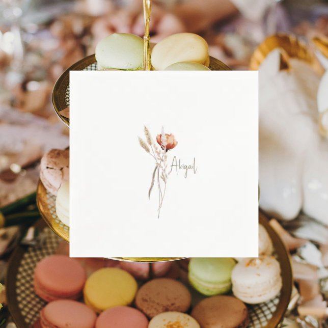 Boho Dried Botanical Shower Personalized Napkin (Creator Uploaded)
