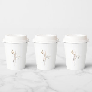 Boho Dried Botanical Shower Personalized  Paper Cups