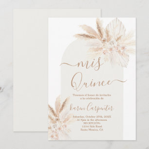 Boho dried floral Quinceanera Invitation