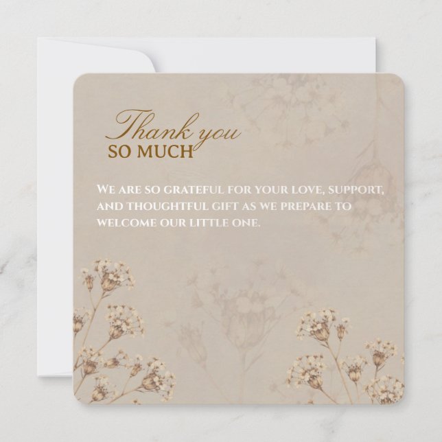 Boho Dried Flower Baby Shower Card (Front)