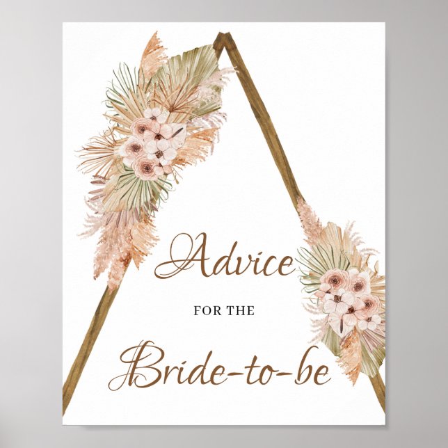 Boho Dried Palm Leaves Pampas Grass Advice Sign (Front)
