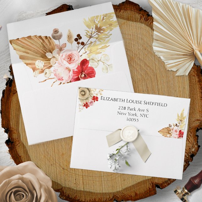 Boho Dried Palm Liner & Return Address Envelope (Creator Uploaded)