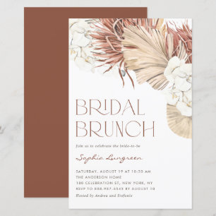 Boho Dried Palm & Orchid Bridal Brunch Invitation
