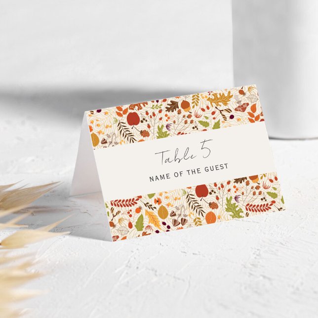 Boho Dried Rustic Floral Falls Wedding Place card (Creator Uploaded)