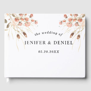 Boho Dried Watercolor Floral Wedding Guest Book