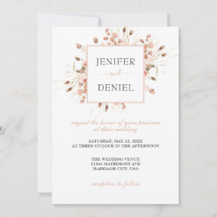 Boho Dried Watercolor Floral Wedding Invitation