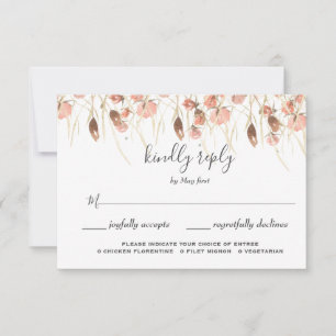 Boho Dried Watercolor Floral Wedding RSVP Card