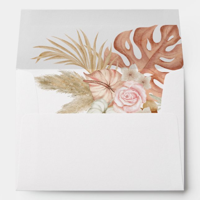 Boho Dry Flowers Pampas Grass Wedding Envelope (Back (Bottom))