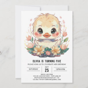 Boho Duckling Birthday Invitation
