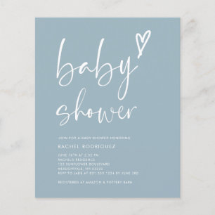 Boho Dusty Blue Boy Baby Shower Invitation