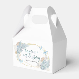 Boho Dusty Blue Butterfly Birthday Favors Boxes