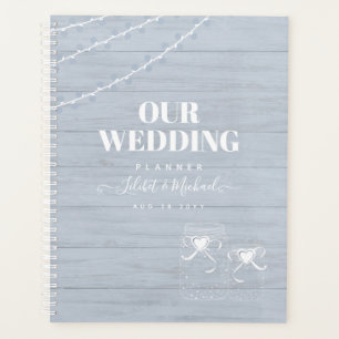 BOHO Dusty Blue Driftwood Mason Jars Mariage