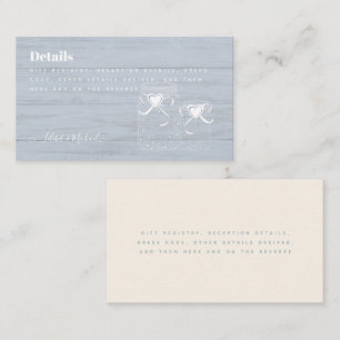 BOHO Dusty Blue Driftwood Mason Jars Wedding Business Card