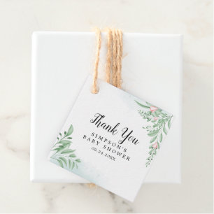 Boho Dusty Blue Eucalyptus Baby Shower Favour Tags