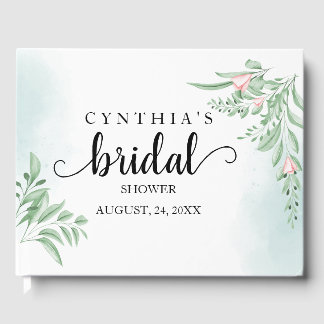 Boho Dusty Blue Eucalyptus Bridal Shower Guest Book