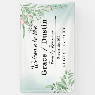 Boho Dusty Blue Eucalyptus Family Reunion Banner