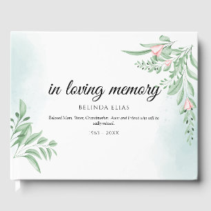 Boho Dusty Blue Eucalyptus Funeral Guest Book