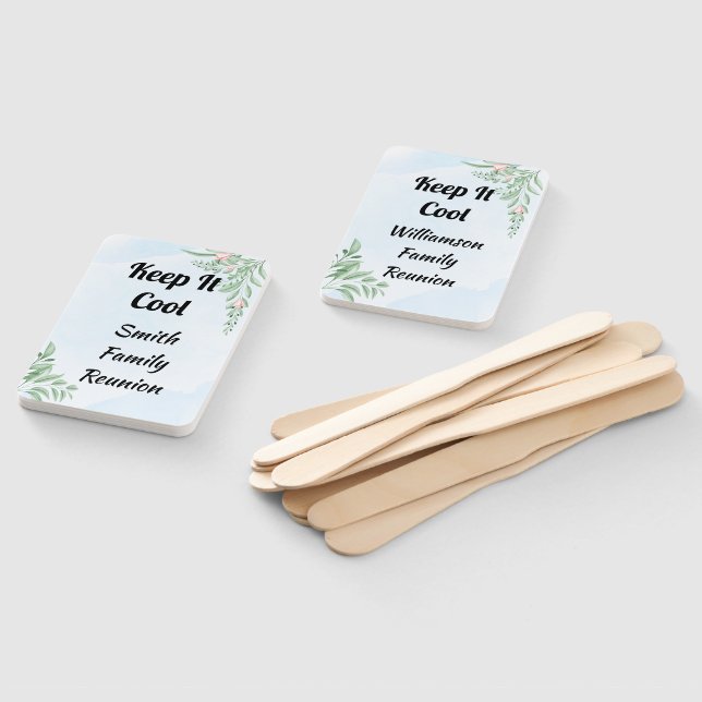 Boho Dusty Blue Eucalyptus Greenery Reunion Hand Fan (Non-assembled)
