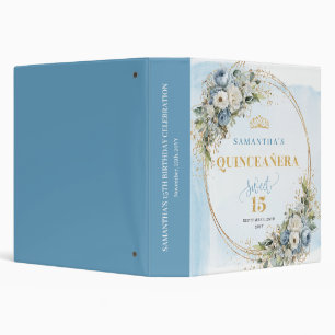 Boho Dusty Blue Floral Eucalyptus Quinceañera  Binder