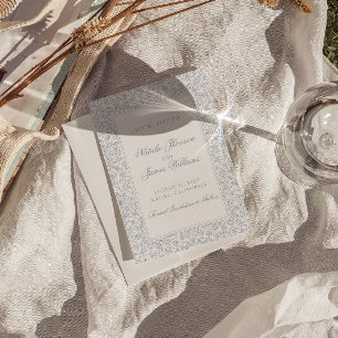 Boho Dusty Blue Floral Fancy Botanical Wedding  Save The Date