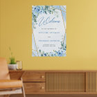Boho Dusty Blue Floral gold frame Wedding Welcome
