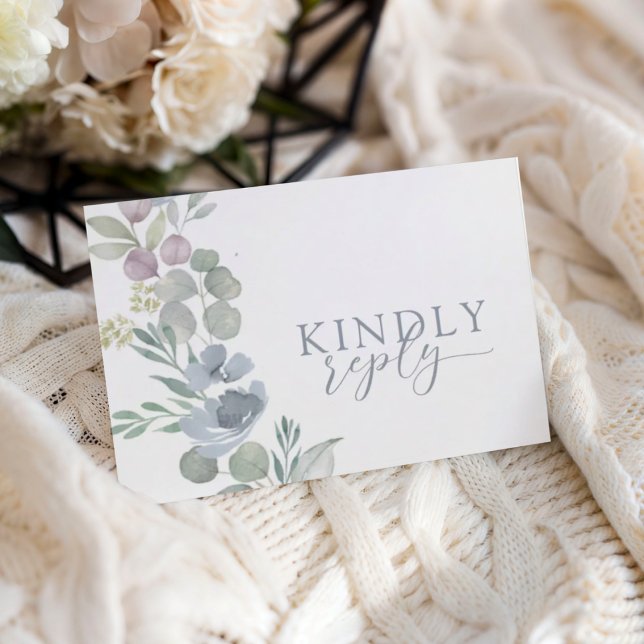 Boho Dusty Blue Floral RSVP Wedding  (Créateur téléchargé)