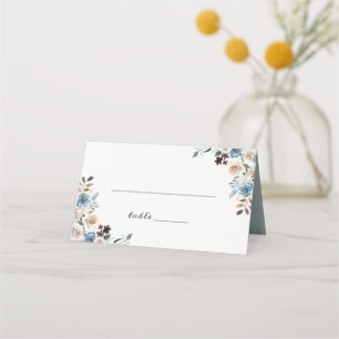 Boho Dusty Blue Green Rustic Floral Wedding Place Card