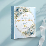 Boho Dusty Blue Greenery Gold Sweet 15 Memory Book Binder<br><div class="desc">✅ For matching items search 37-15 in my collections ✅ Celebra un momento inolvidable con este álbum de recuerdos personalizado para Quinceañera / 15 años, diseñado en un delicado estilo boho o bohemio. La combinación de tonos azul polvo, azul pastel y azul claro, junto con flores suaves, eucalipto y follaje...</div>
