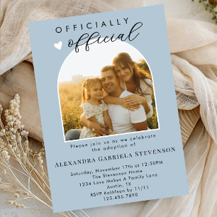 Boho Dusty Blue Official Adoption Day Celebration  Invitation