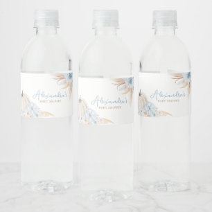 Boho Dusty Blue Pumpkin  Water Bottle Label
