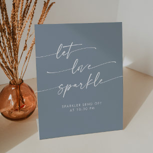 Boho Dusty Blue Sparkler Send Off Wedding Pedestal Sign
