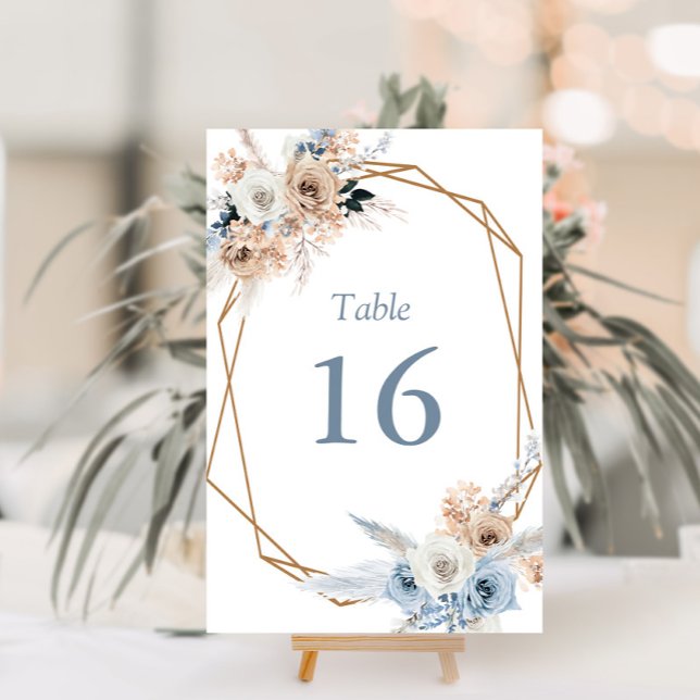 boho dusty blue wedding table number (Creator Uploaded)