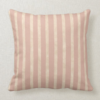 Boho Dusty Blush Pink and Cream Stripes Throw Pillow