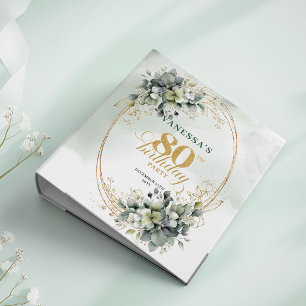 Boho Dusty Green Eucalyptus 80th Birthday Memory A Binder