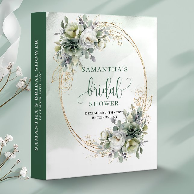 Boho Dusty Green Eucalyptus Bridal Shower Memory  Binder (Boho Dusty Green Eucalyptus Bridal Shower Memory Album)