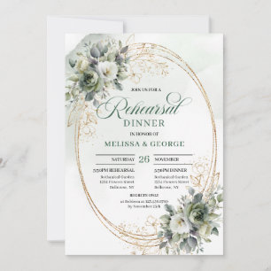 Boho Dusty Green Eucalyptus Rehearsal Dinner Invitation