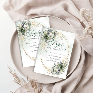 Boho Dusty Green Eucalyptus Wedding RSVP Card