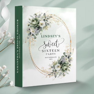 Boho Dusty Green Sweet Sixteen Botanical Memory Binder