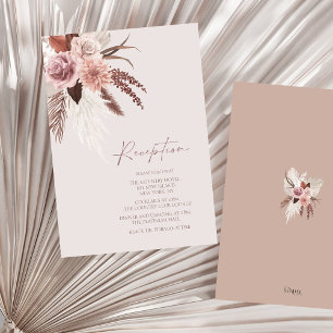 Boho Dusty Pink Dried Flowers Wedding Reception Enclosure Card