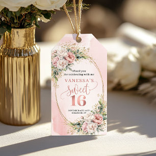 Boho Dusty Pink Floral Greenery Sweet Sixteen Than Gift Tags